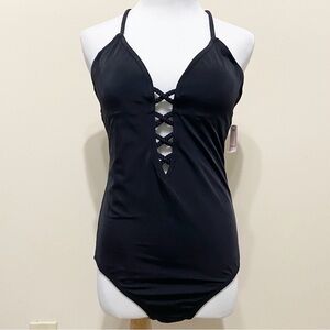 Victoria’s Secret Black Lace Up One Piece Swimsuit